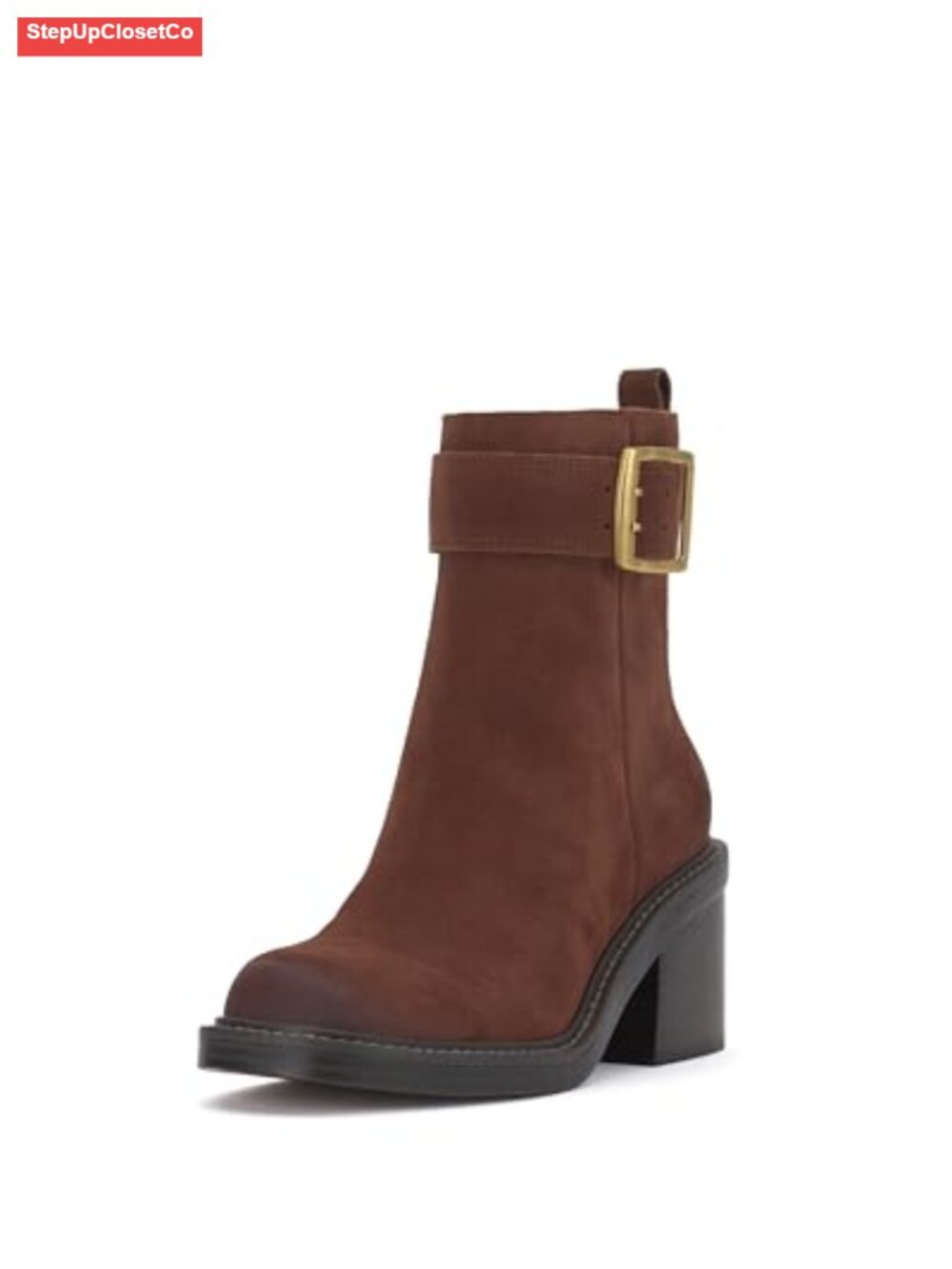 Suede Ankle Bootie Stacked Heel Round Toe Zipper Fall